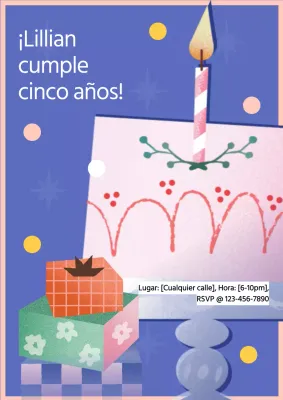 Invitación de cumpleaños ilustrada Pink Pop