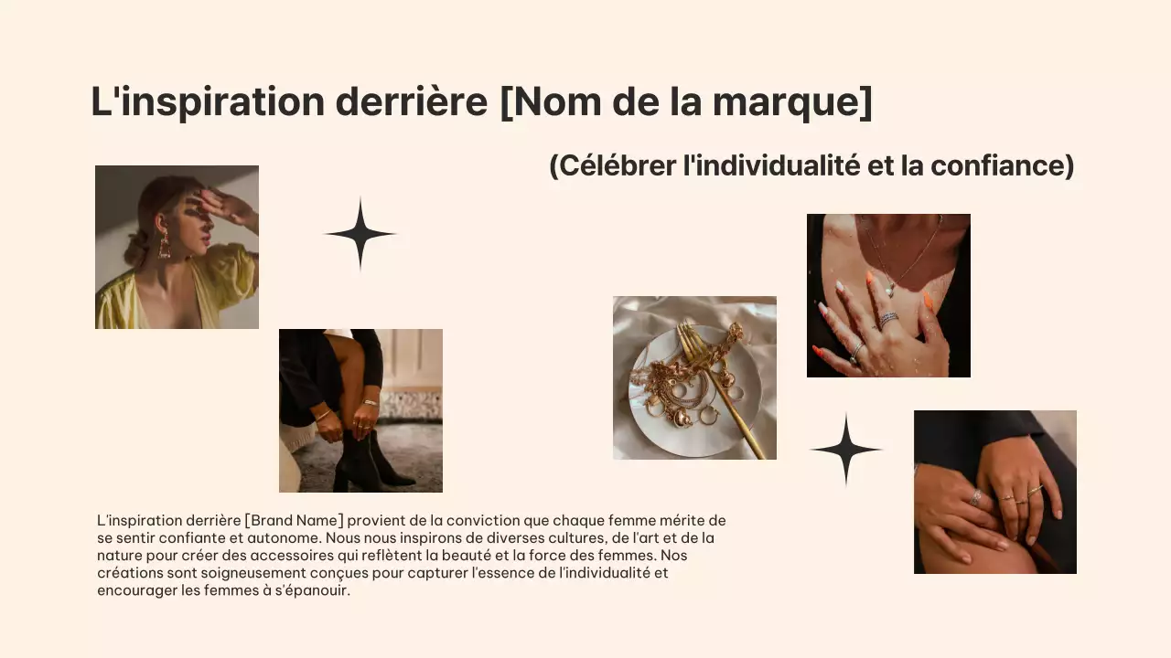 Beige elefant femme business product pitch