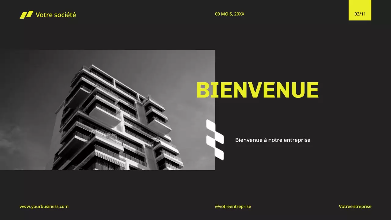 Jaune Noir Minimal Moderne Profil d'entreprise pour la présentation de l'entreprise