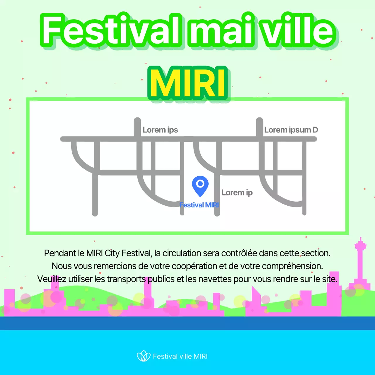 Prospectus de festival kitsch en vert et jaune