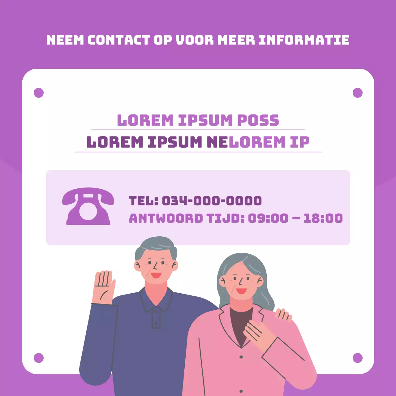 Een mooie institutionele programma-aankondiging in paars en mauve