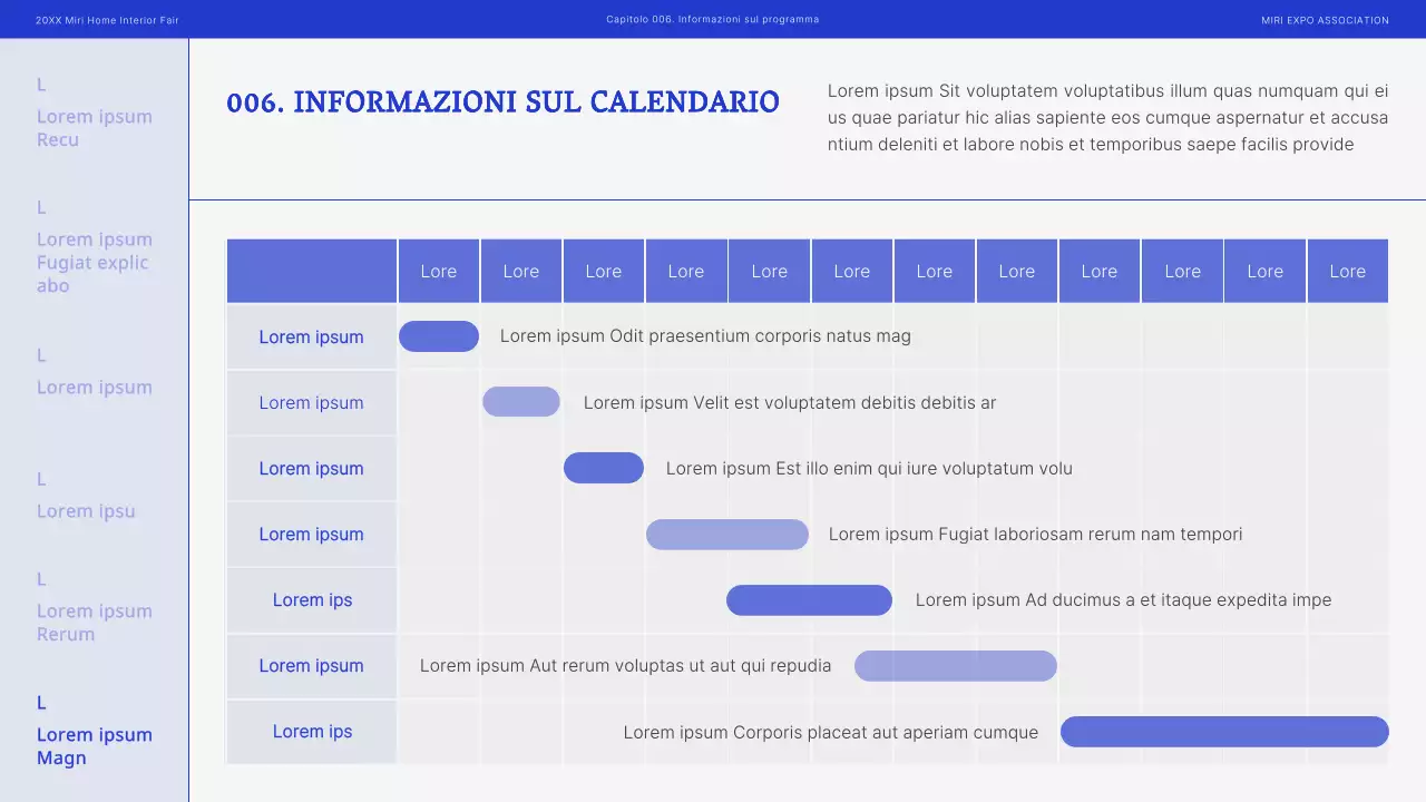 Proposta di fiera moderna per interni in blu e nero