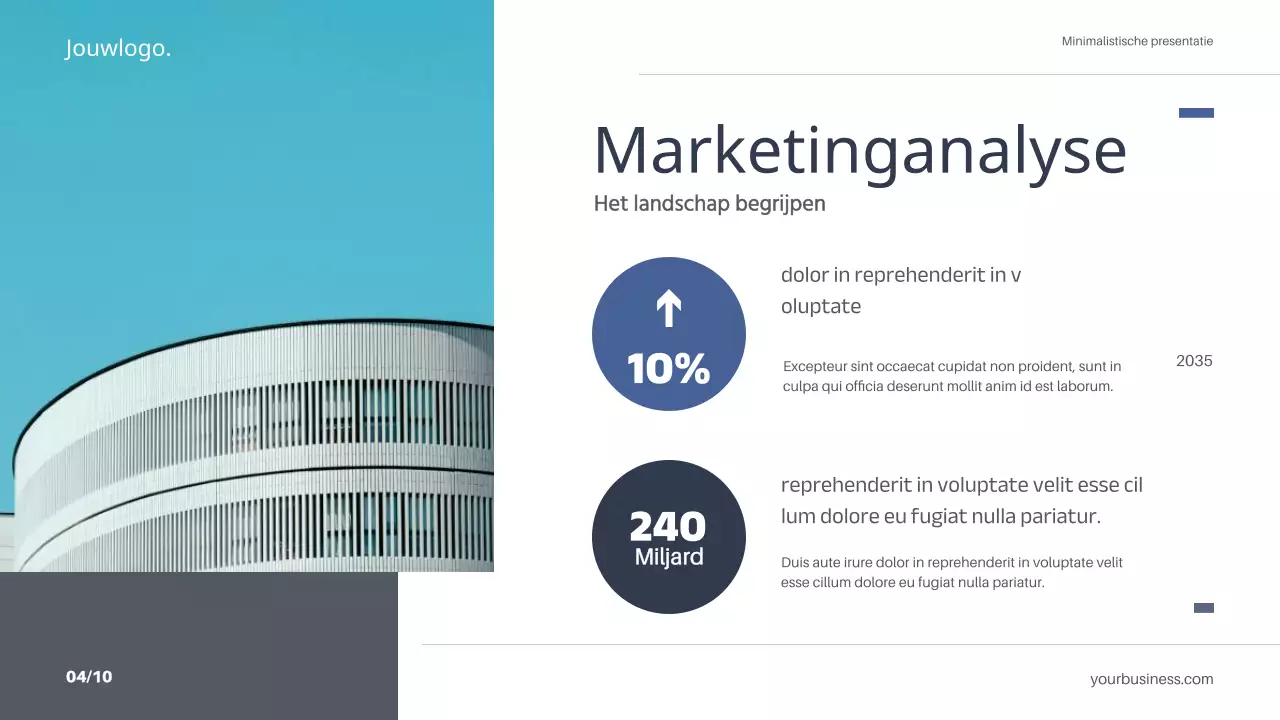 Wit Blauw Minimaal Eenvoudig Marketingplan Strategie