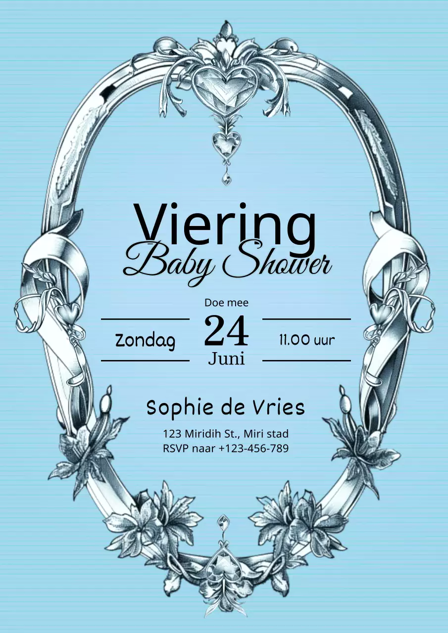 Vintage uitnodiging voor babyshower in roze en blauw