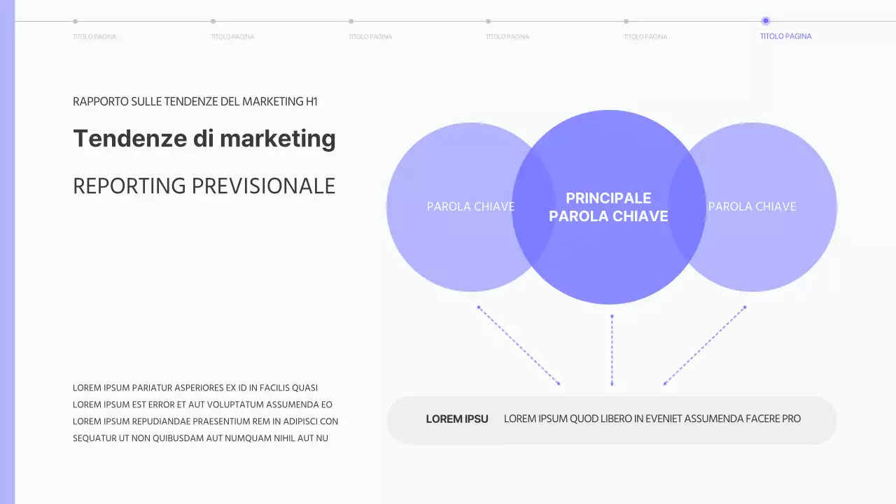 Semplice rapporto sulle tendenze del marketing in viola e nero