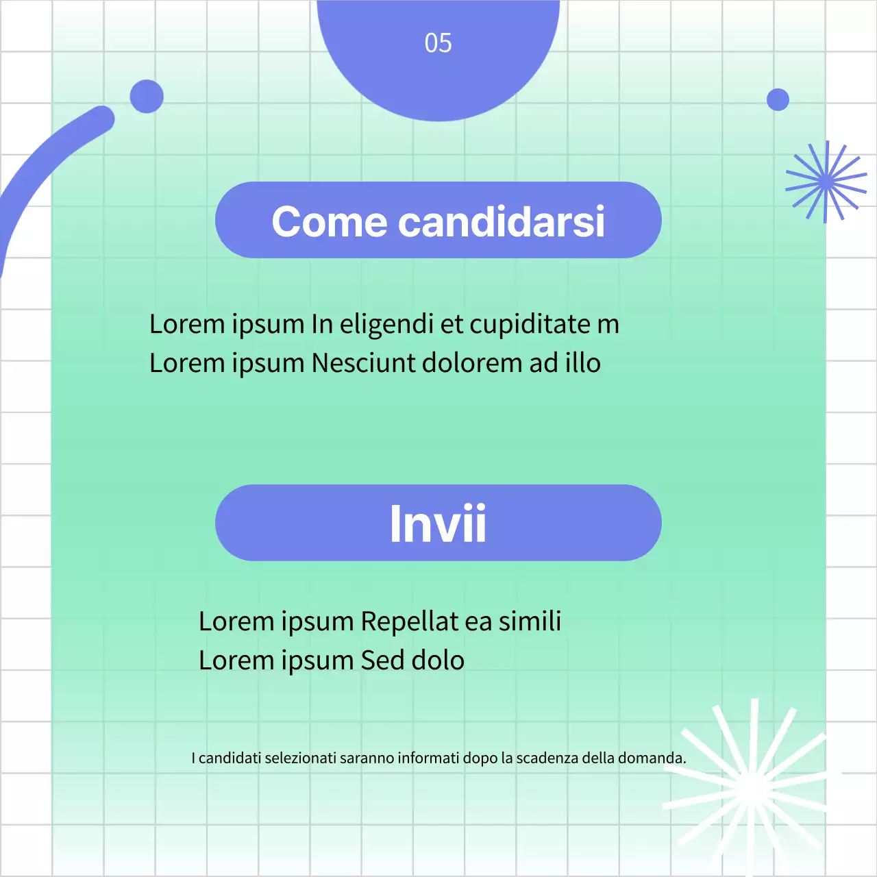 Annuncio di tirocinio per interpreti culturali in blu e menta