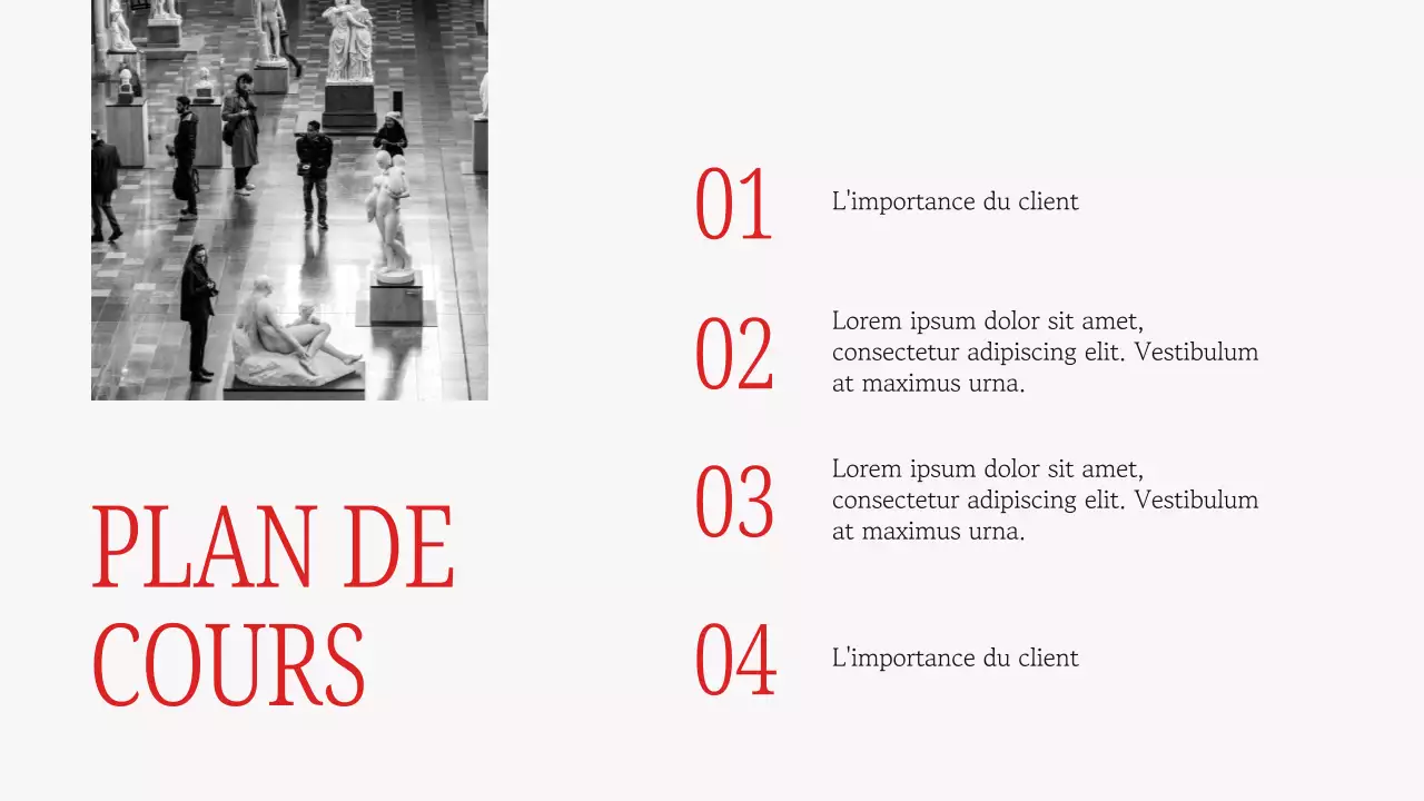 Gris et rouge : matériel élégant pour les conférences sur l'art européen