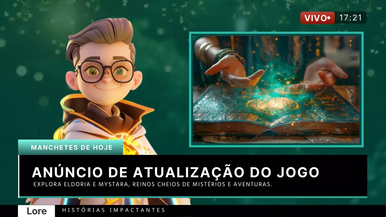 Anúncio simples de notícias sobre jogos em verde e preto
