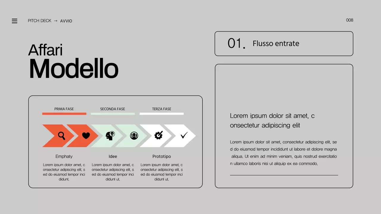 Proposta di lancio di un'impresa in grassetto arancione