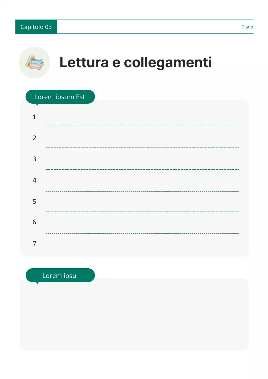 Una semplice agenda verde e bianca