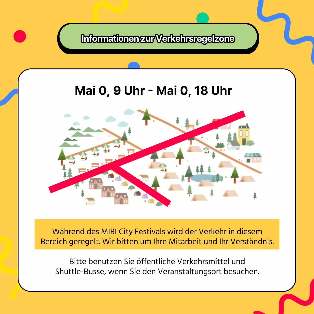 Förderung der orange-gelben Feierlichkeiten