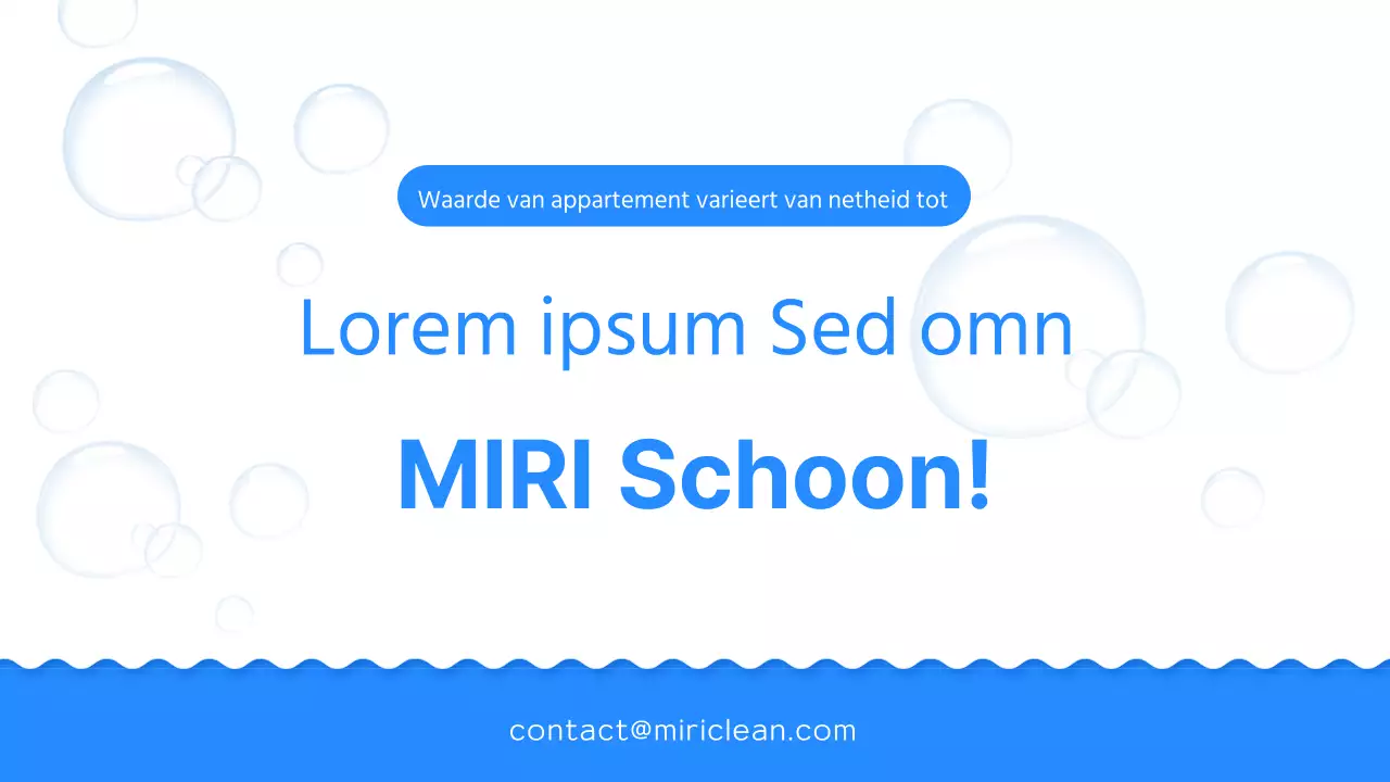 Een eenvoudige blauw-witte prospectus voor een schoonmaakbedrijf