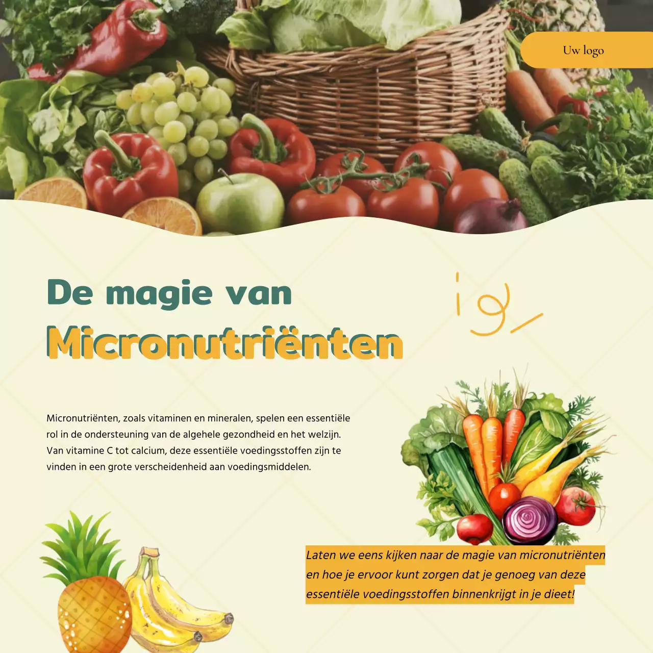 Groen en Geel Modern Gezond Eten & Dieet Publiciteit