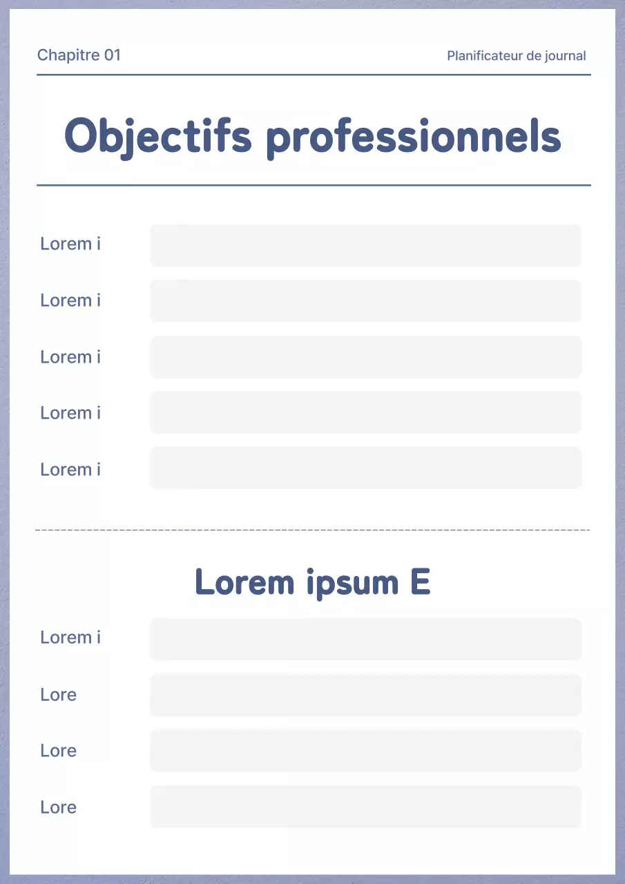 Planificateur de journal simple mauve et blanc