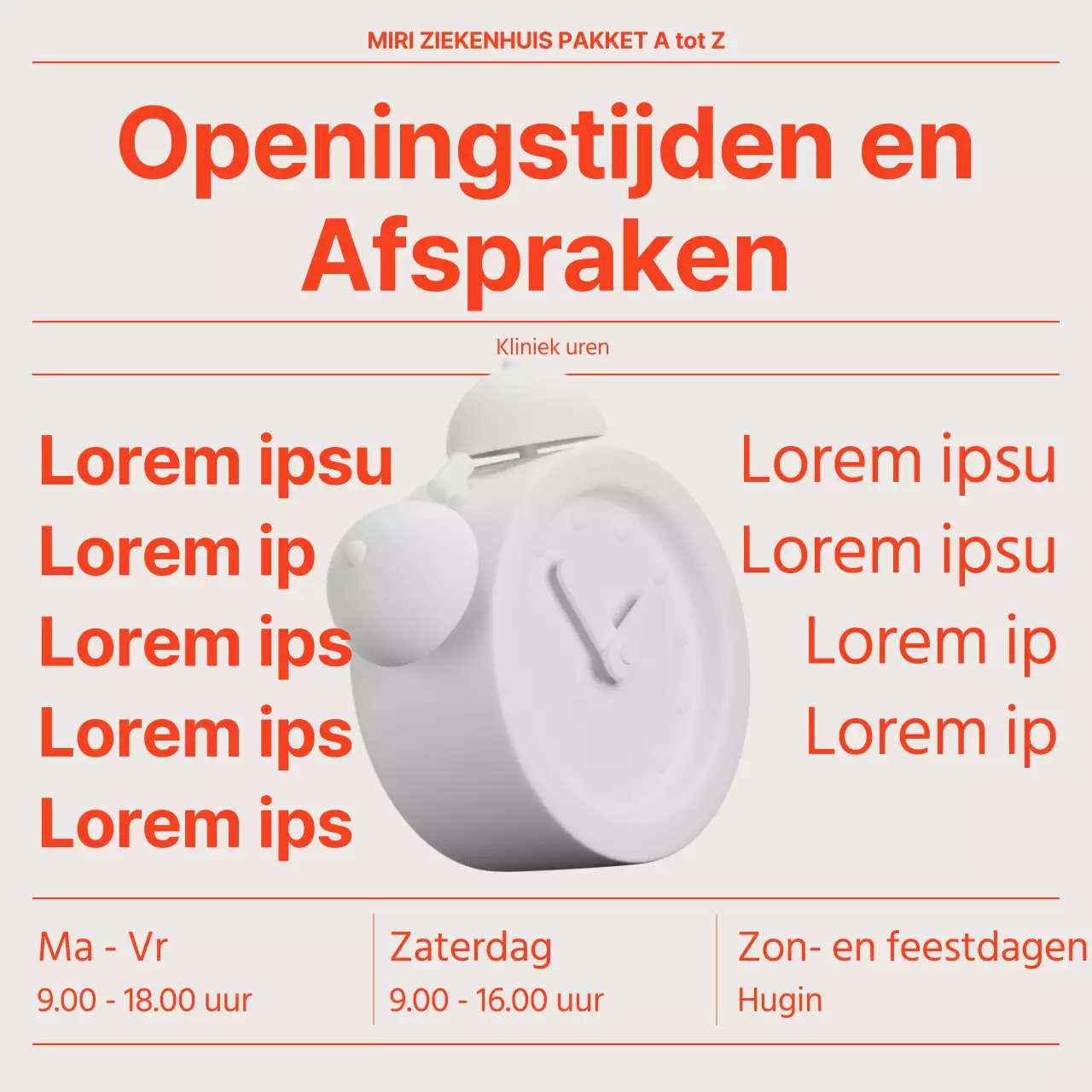 Rode en moderne ziekenhuisprospectus in krantenstijl