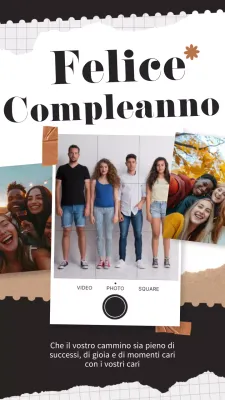 Modello di auguri di compleanno moderno in bianco e nero per un'amica