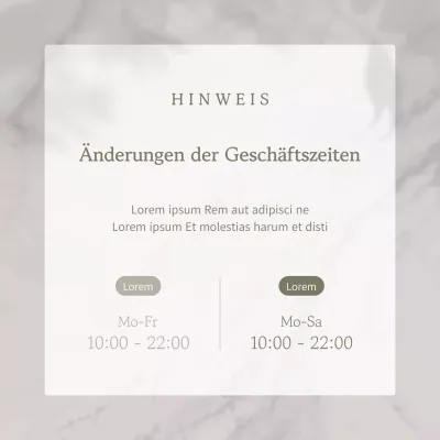 Ein einfacher khaki-weißer Leitfaden zur Änderung Ihrer Öffnungszeiten