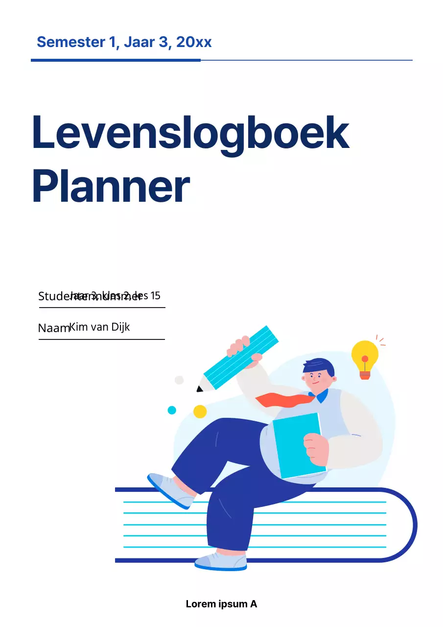 Een eenvoudige blauw-witte dagboekplanner