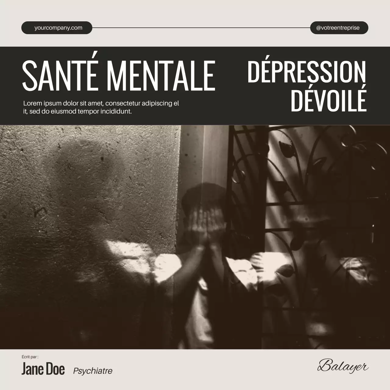 Campagne Ivory Black and White Minimal Mental Health Depression Unveiled (en anglais)