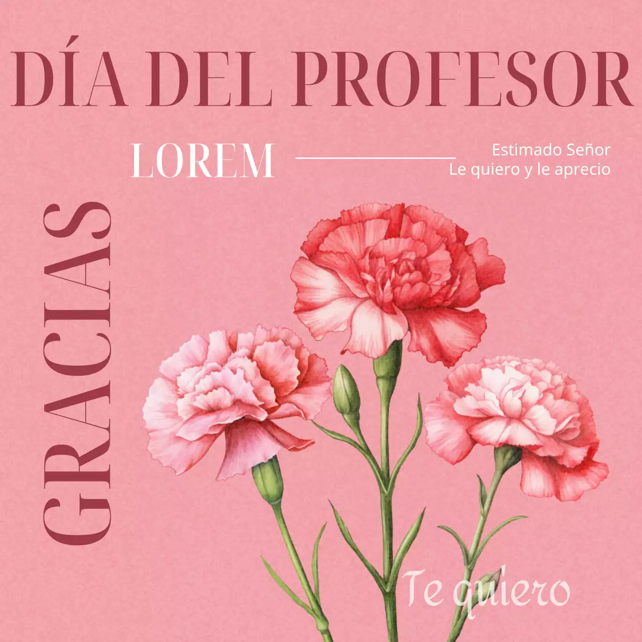 Una sencilla nota de agradecimiento para el Día del Profesor en rojo y rosa