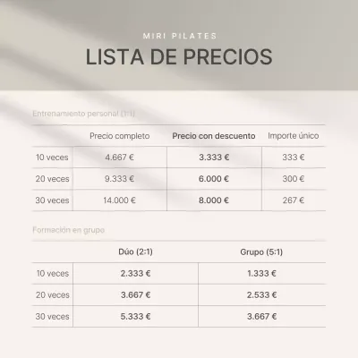 Promover una venta de Pilates moderno en beige y marfil