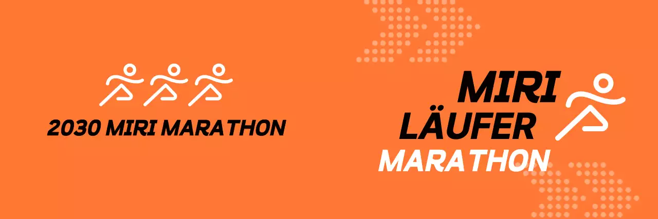 Werbung für den Marathon in Orange und Schwarz