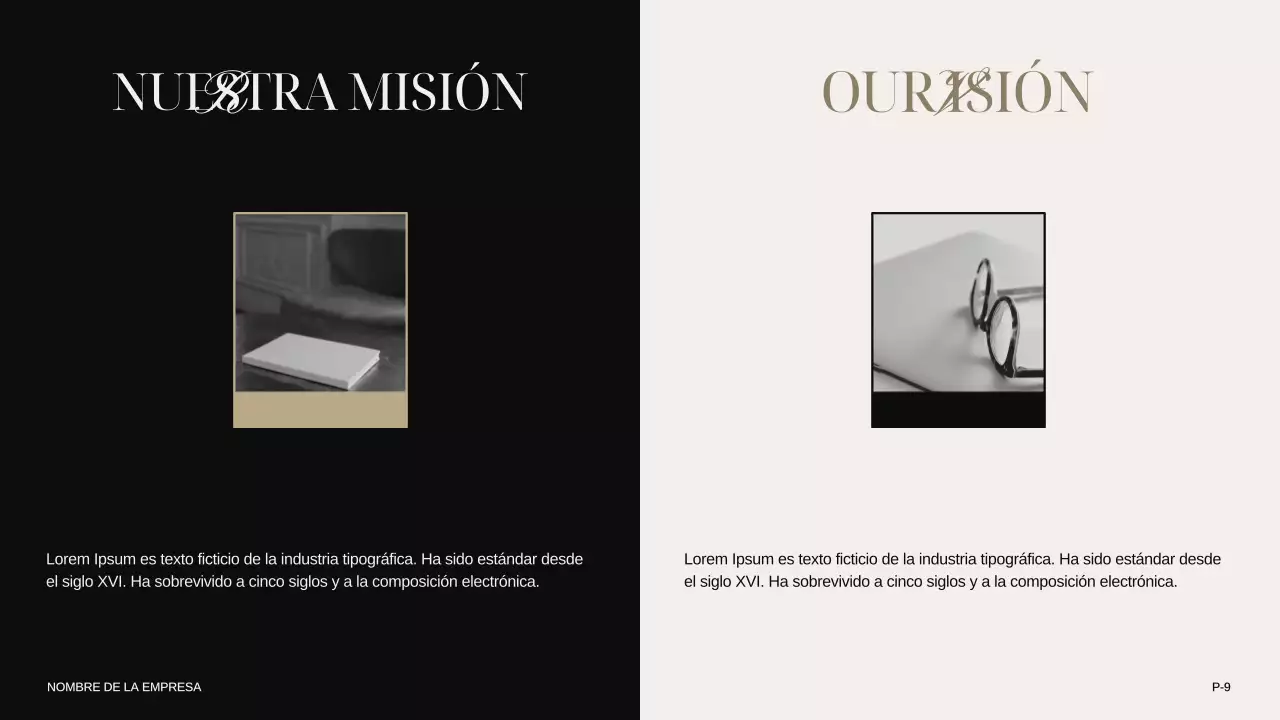 Marfil Caqui Negro Moderno Elegante Presentación de la empresa