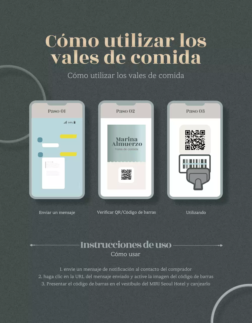 Promocione lujosos vales de comida para bufés de hotel en dorado y caqui