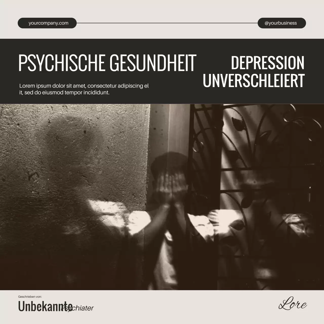 Elfenbeinfarbenes Schwarz und Weiß Minimal Mental Health Depression Unveiled Campaign