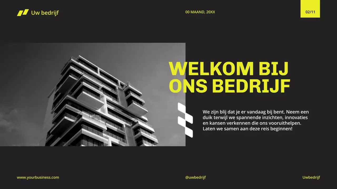 Geel Zwart Minimal Modern Bedrijfsprofiel voor Bedrijfsintroductie