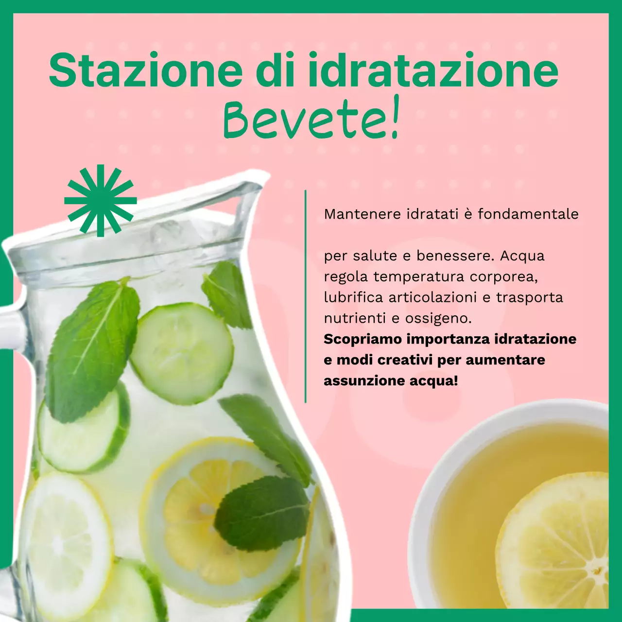 Pubblicità verde e rosa per alimenti freschi e sani