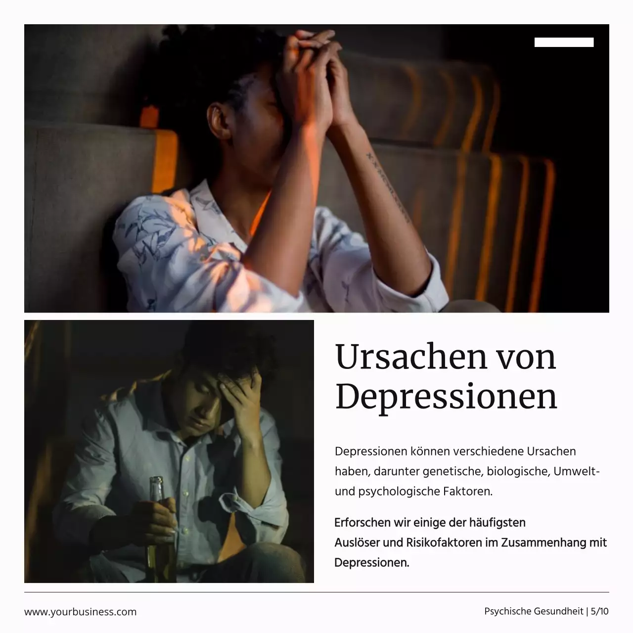 Schwarz-weiße Minimalwerbung für die Kampagne zur psychischen Gesundheit