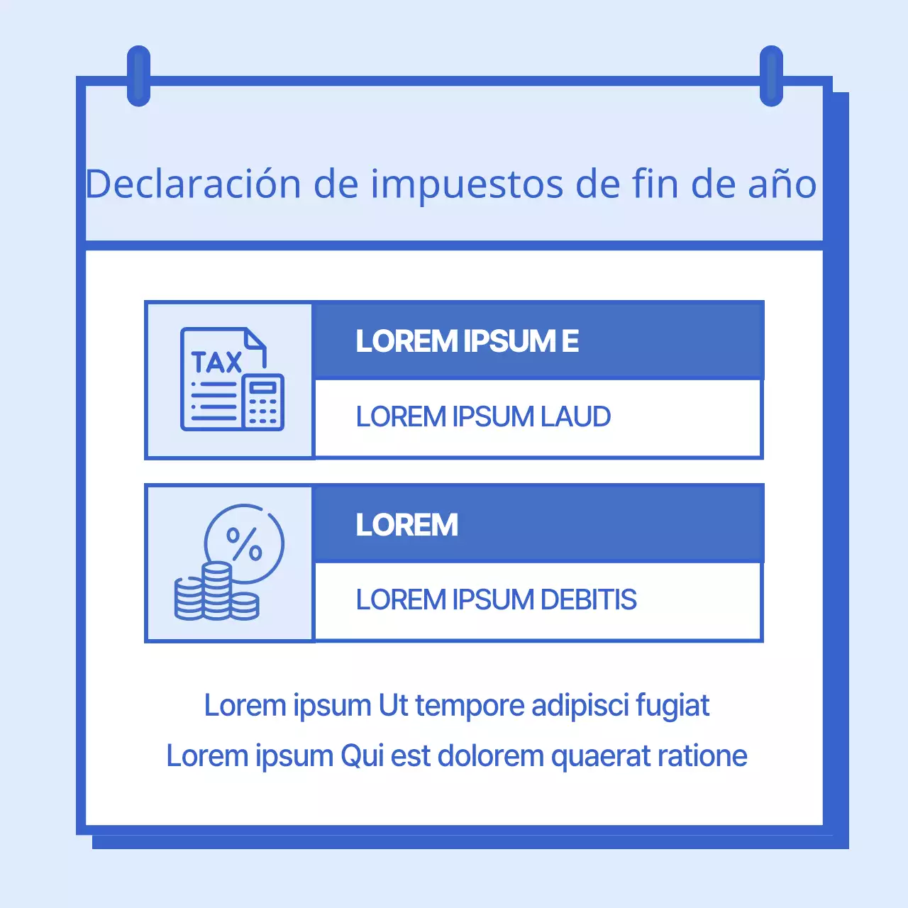 Instrucciones sencillas de pago de la declaración de la renta en azul y azul claro