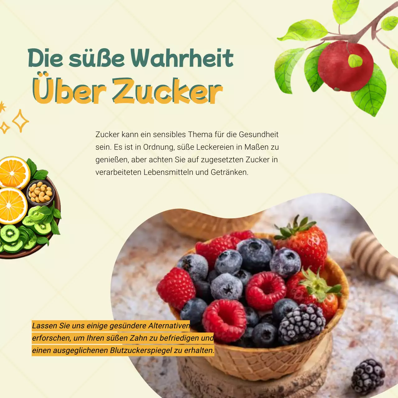 Grüne und gelbe moderne Werbung für gesunde Ernährung und Diät