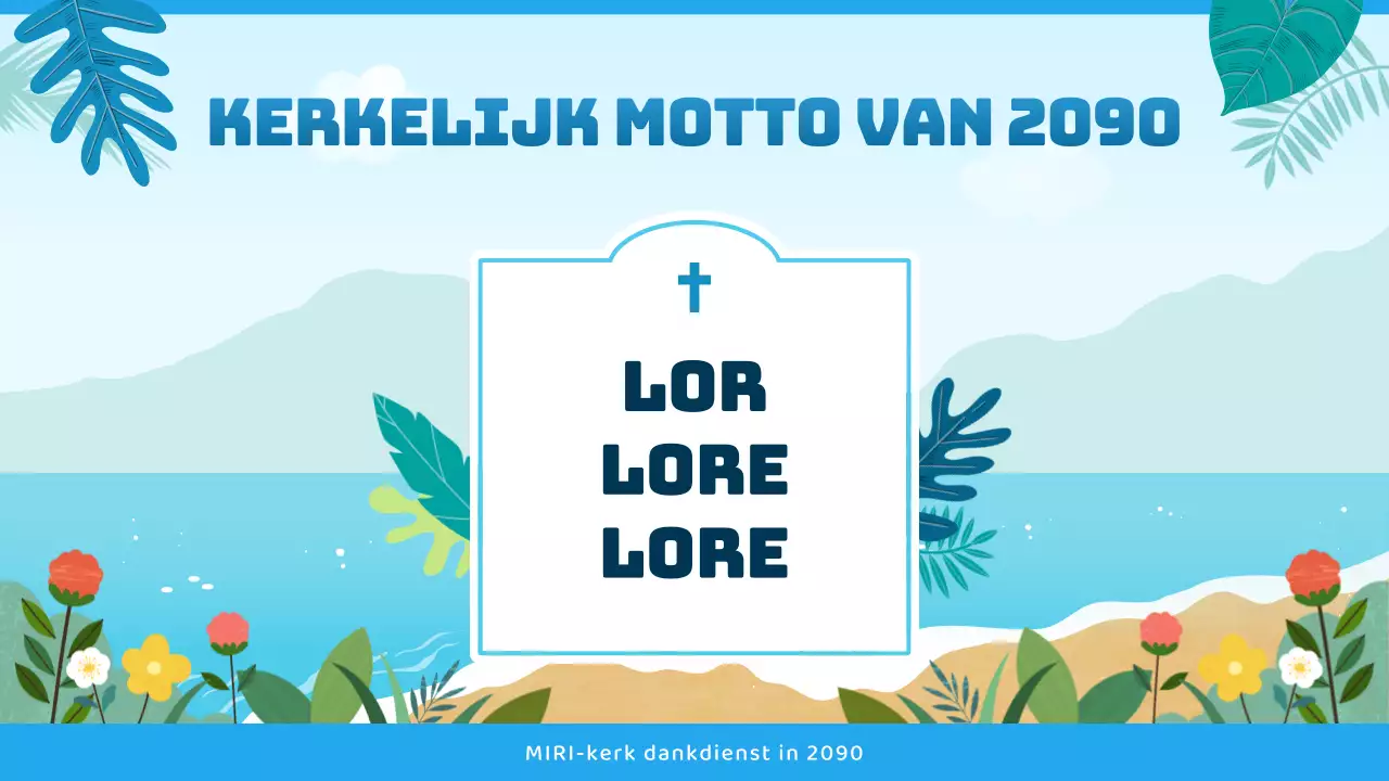 Kerkdienstgids met tropische uitstraling in blauw en lichtblauw