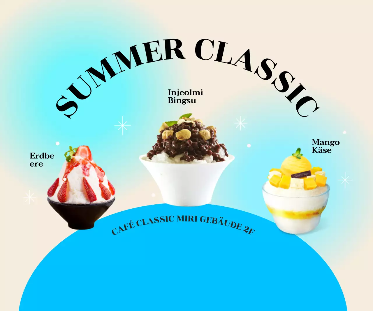 Coole Sommer-Café-Menü mit rasiertem Eis Menü Foto und Farbverlauf Hintergrund