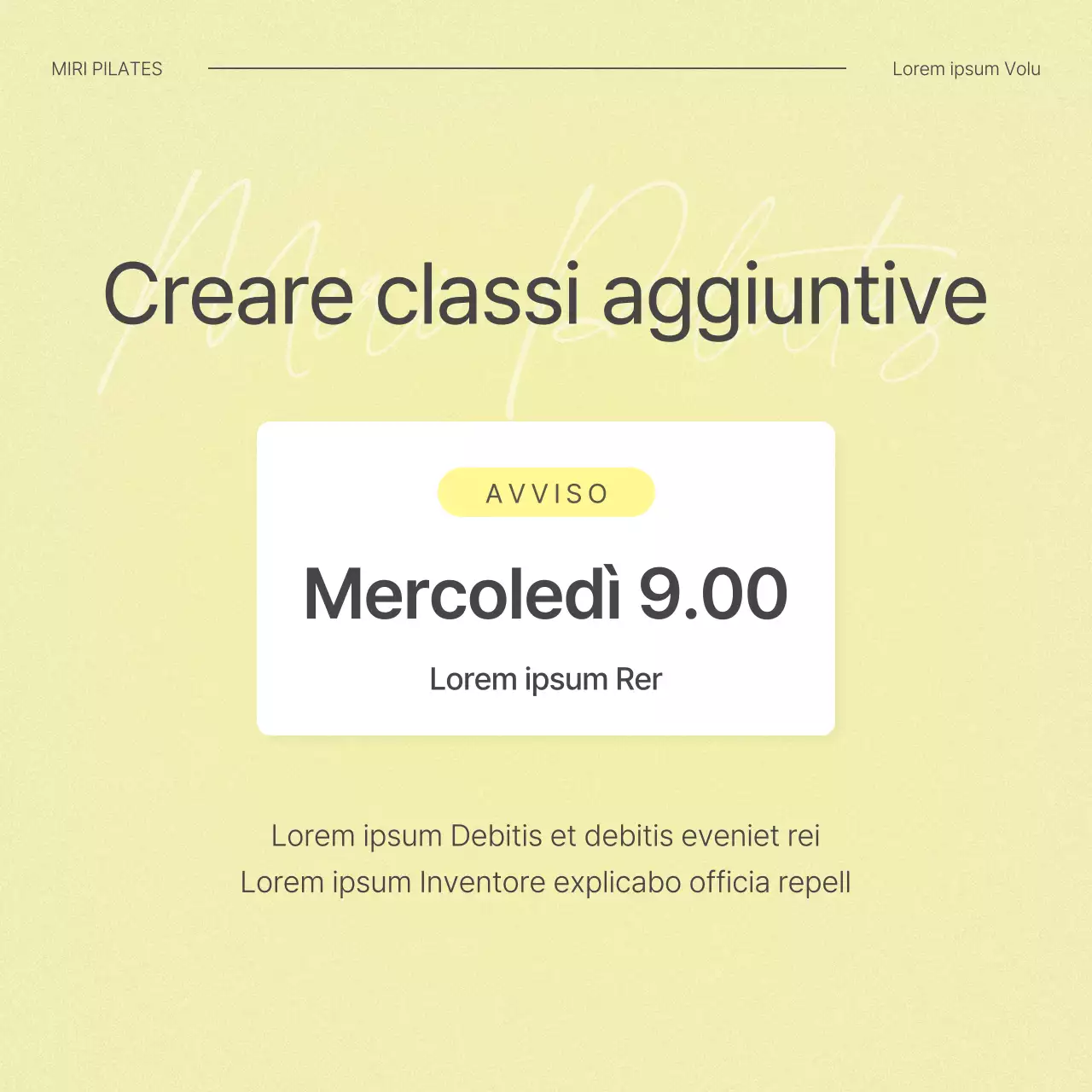 Annunciamo l'aggiunta di un corso di Pilates moderno in bianco e giallo