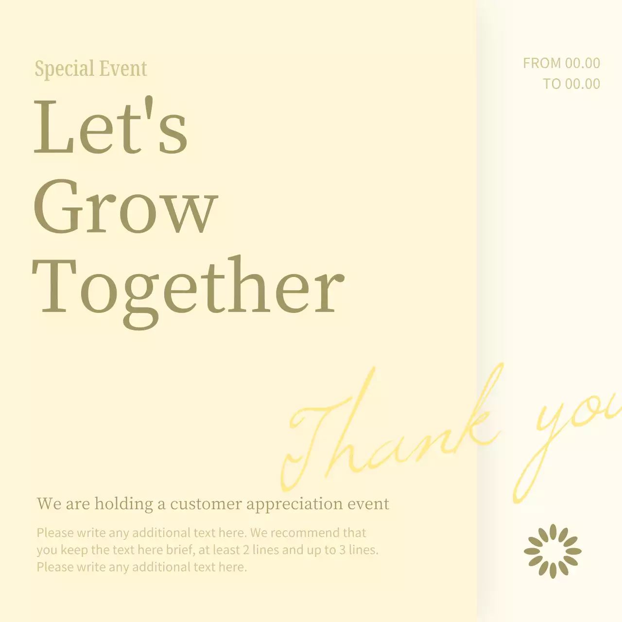 Promote a modern customer appreciation sale in beige and ivory