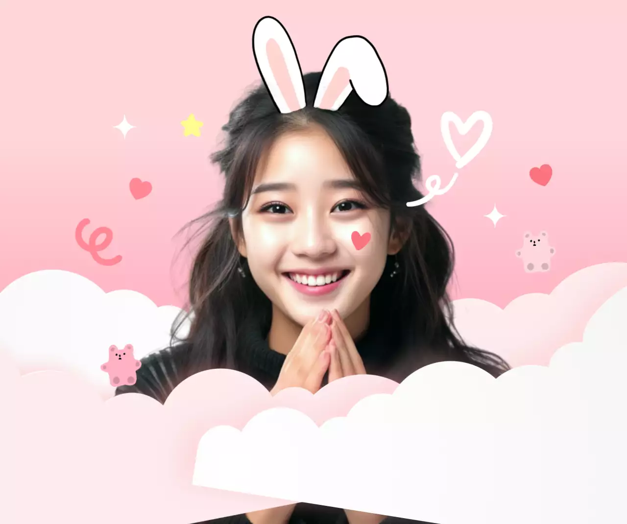 Merchandising di celebrità con ragazze e simpatiche illustrazioni e sfondi sfumati