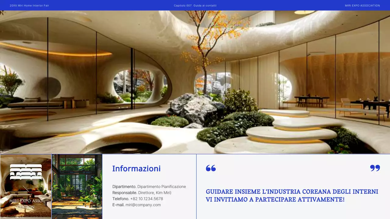 Proposta di fiera moderna per interni in blu e nero