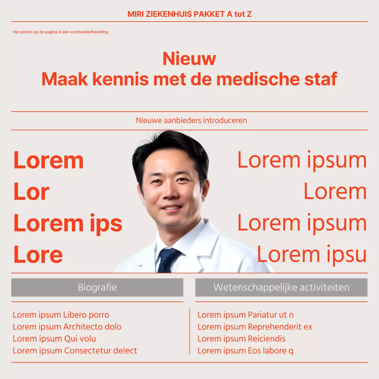 Rode en moderne ziekenhuisprospectus in krantenstijl