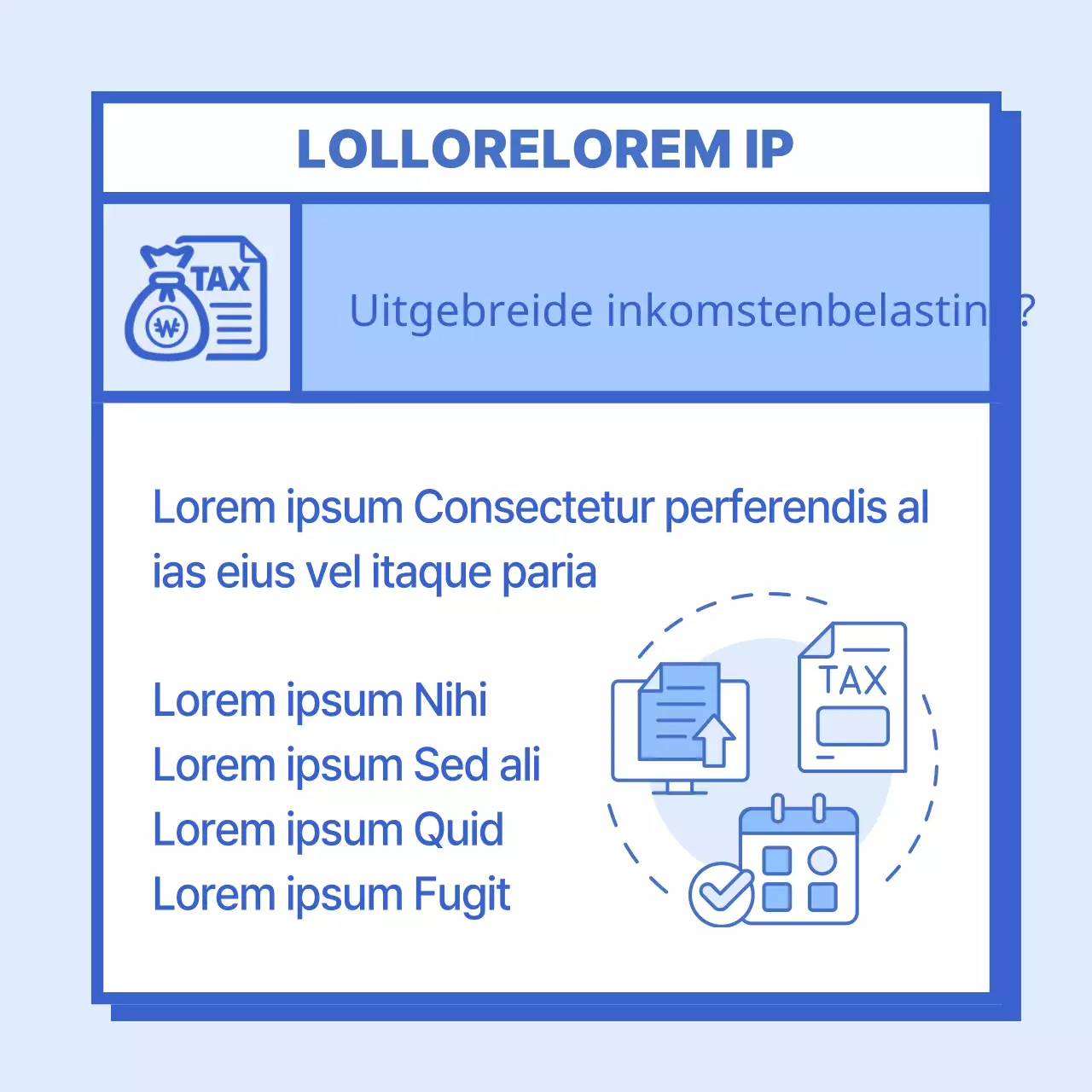 Eenvoudige blauwe en lichtblauwe instructies voor het betalen van de belastingaangifte