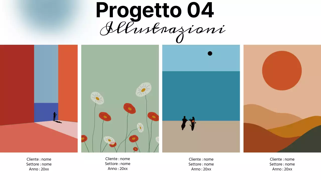 Portfolio del designer grafico semplice in bianco e blu cielo