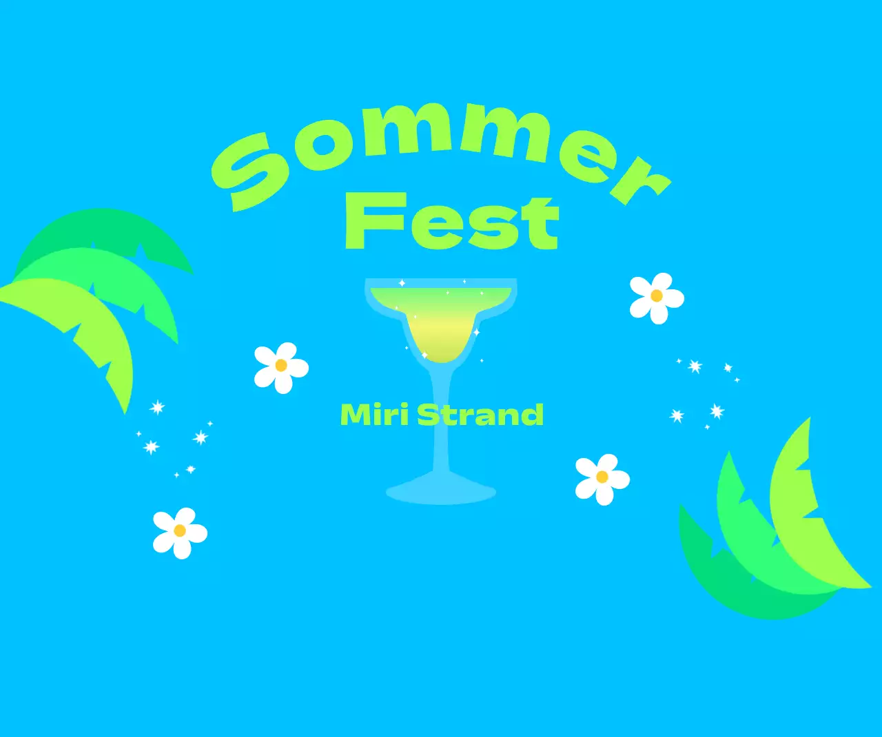 Ein kühles und erfrischendes Sommerfest mit Palmen und Blumen