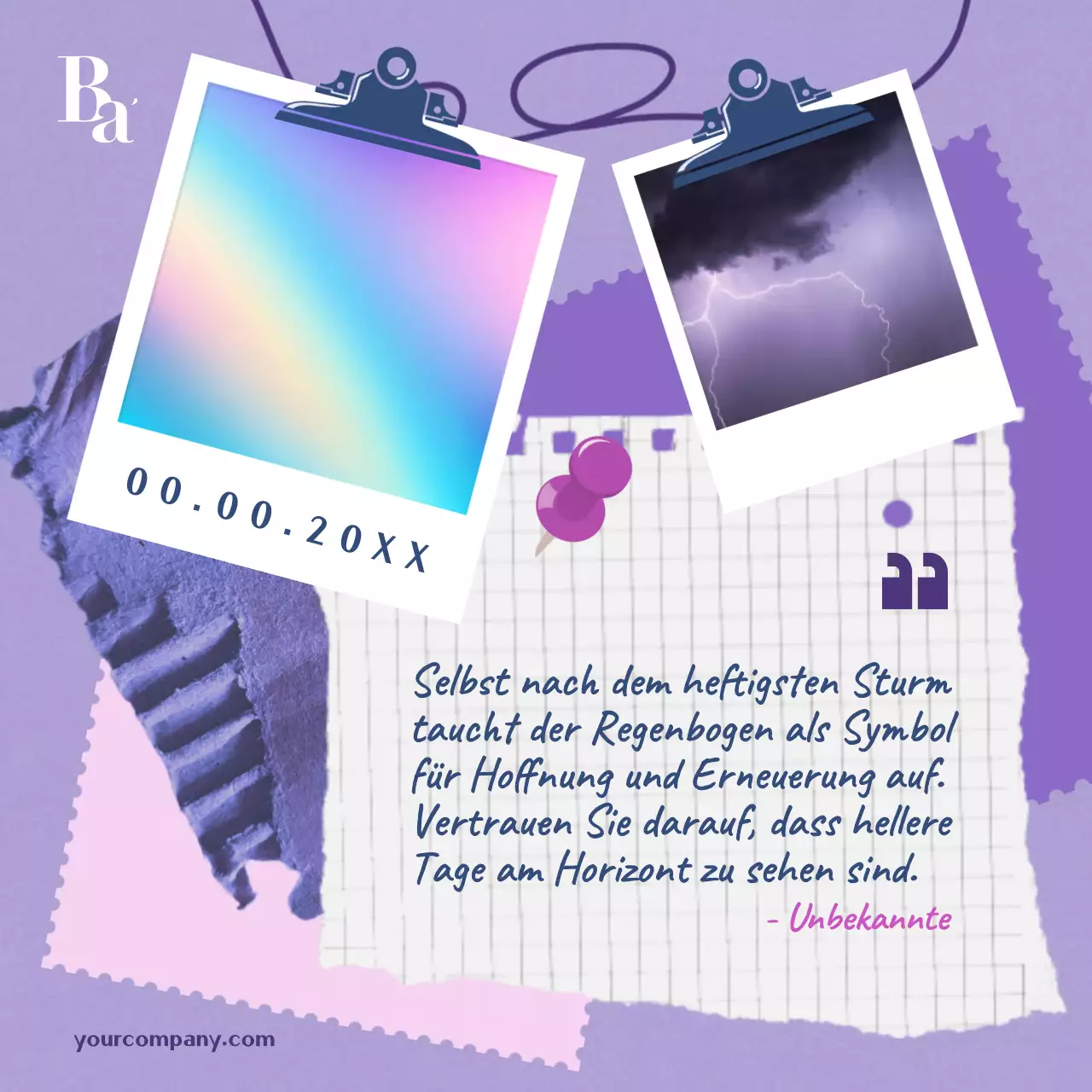 Lila Moderne Hoffnung und Versprechen Zitate für Selbst-Wachstum