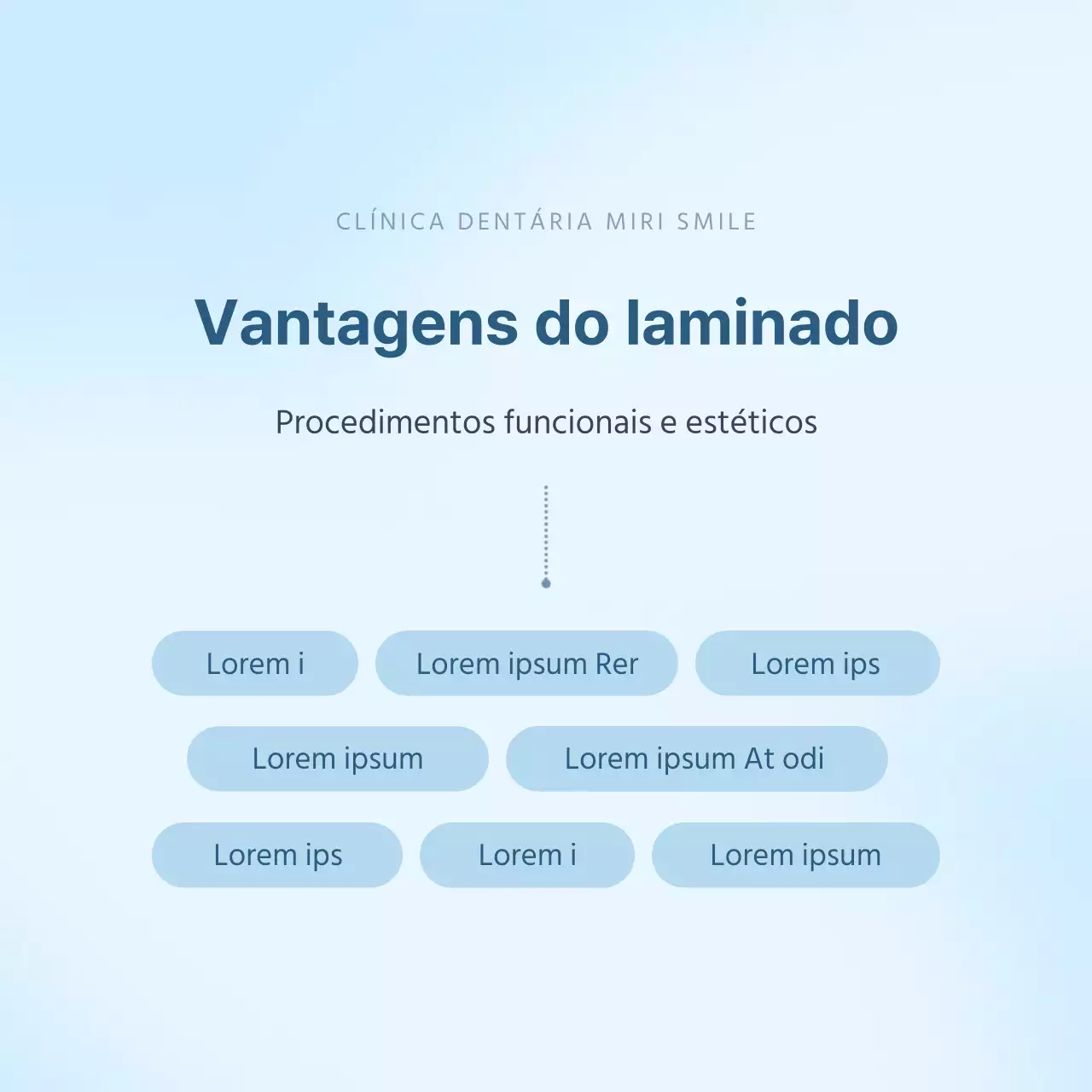 Odontologia simples em branco e azul claro para promover o guia de informações sobre procedimentos hospitalares