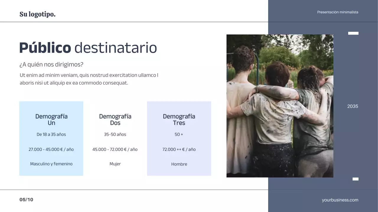 Blanco Azul Mínimo Simple Estrategia de Plan de Marketing