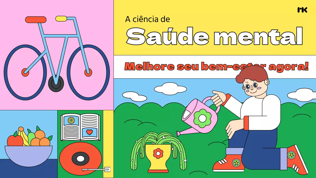 Promover dicas de saúde mental com um toque de amarelo e verde