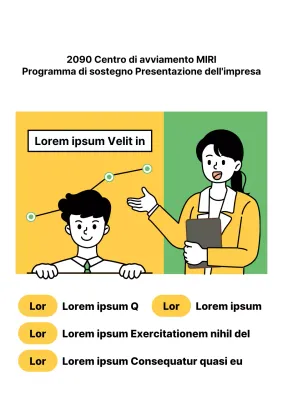Volantino semplice per un seminario sull'imprenditoria giovanile in bianco e giallo