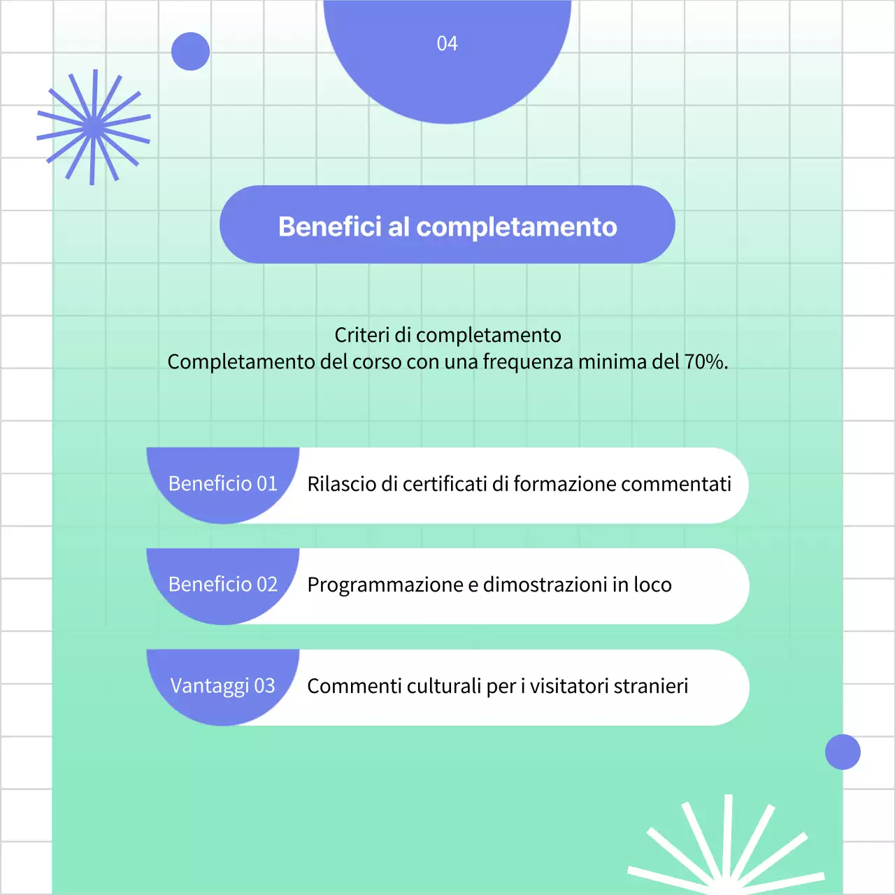 Annuncio di tirocinio per interpreti culturali in blu e menta